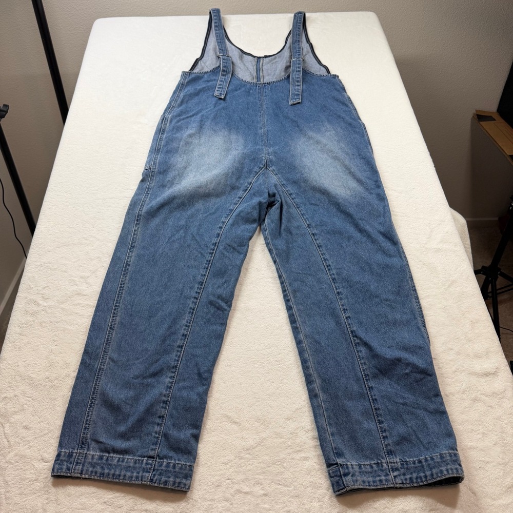 Lana Roux Denim Overalls Womens Small Blue New LP7025W Wide Leg Adjustable Strap